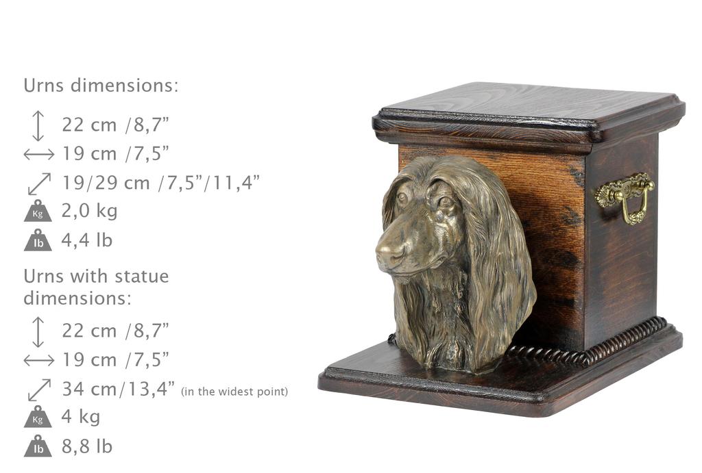 Afghan Hound, Tazi - Urn for Dog Ashes with a Statuette, Elegant Urn for a Dog, Unique Urn with a Bust of a Dog by Art-Dog Brand