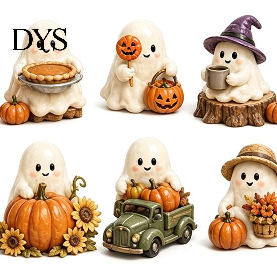 Halloween Advent Calendar Calendar, 24-Day Acrylic Ghost Figure Countdown Set to with Diverse Themes, Cute Desk Decor, Collectible Holiday Gift