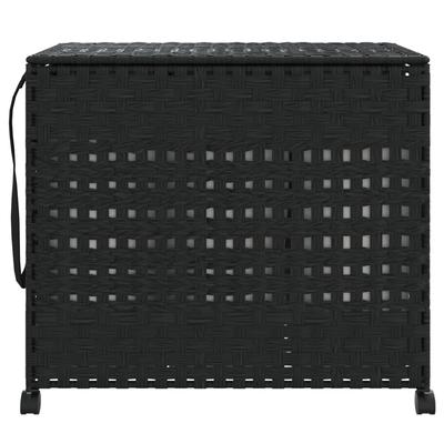 Laundry Basket with Wheels Black 66 X 35 X 60 Cm Rattan