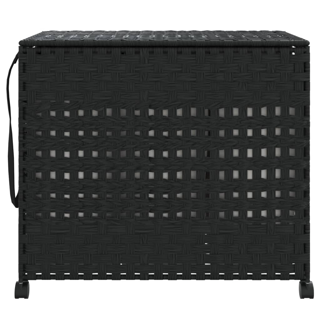 Laundry Basket with Wheels Black 66 x 35 x 60 cm Rattan