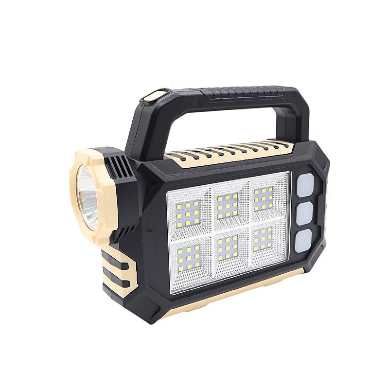 Outdoor LED Portable Portable Searchlight COB Strong Light USB Charging Solar Portable Light Multifunctional Flashlight