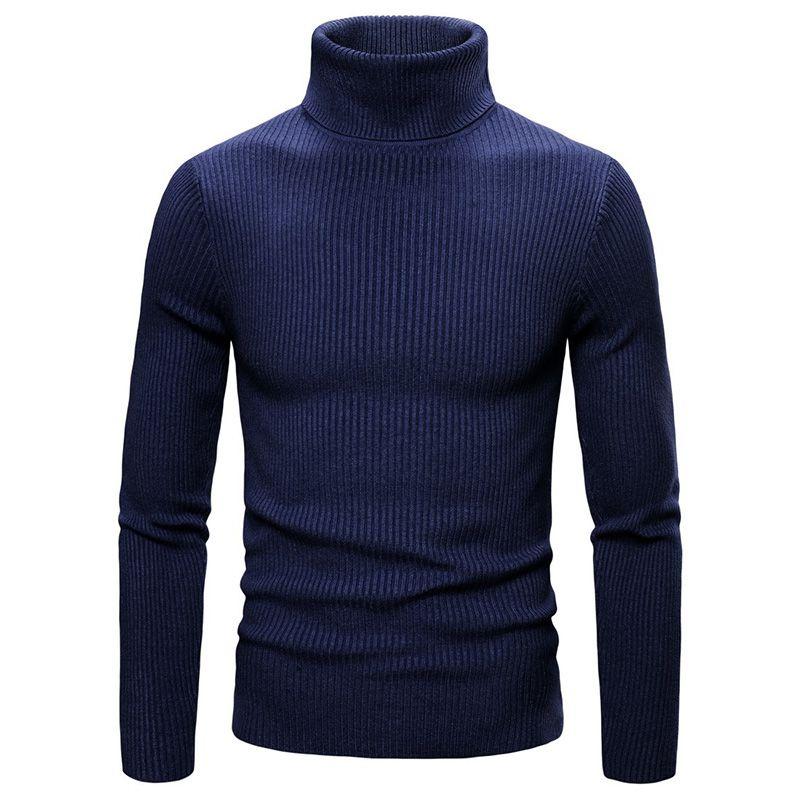 Men's Long Sleeve Solid T Shirt Cozy High Neck Turtleneck Pullover Sweater Top Ideal For Cool Days