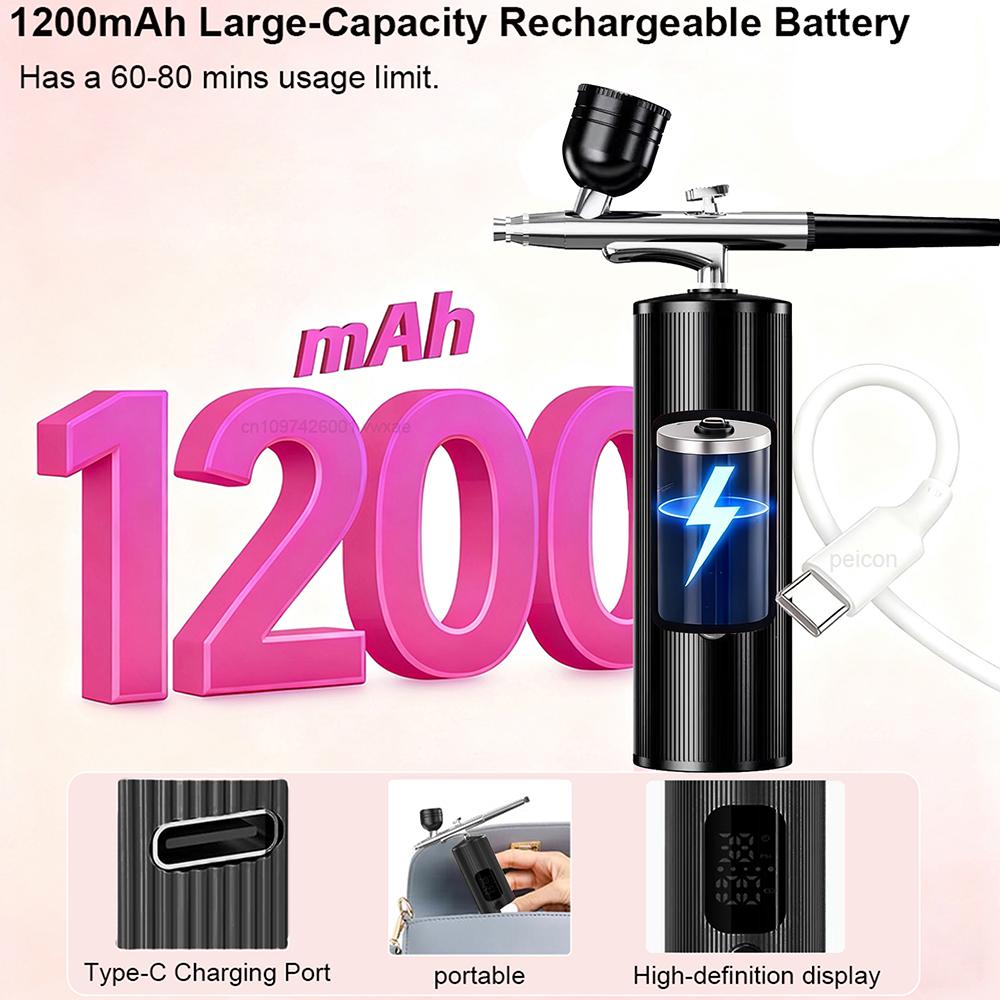 Airbrush Nail with Compressor Portable Airbrush for Nails Art Painting Crafts Rechargeable Handheld Air Brush with Compressor