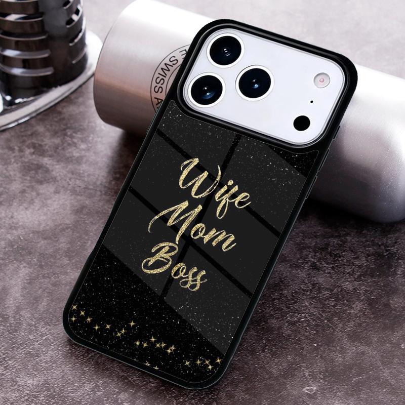 Wife Mom Boss Quotes Phone Case For iPhone 17,16e,15,14,13,12,11,Mini,Pro,MAX soft Silicone Cover