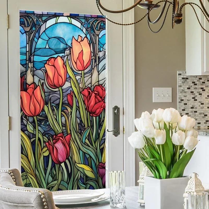Europäischer Stil Fensterfolien Aufkleber Bunte Folie Vinyl für Glasfenster Buntglas Fensterfolie Haus und Badezimmer