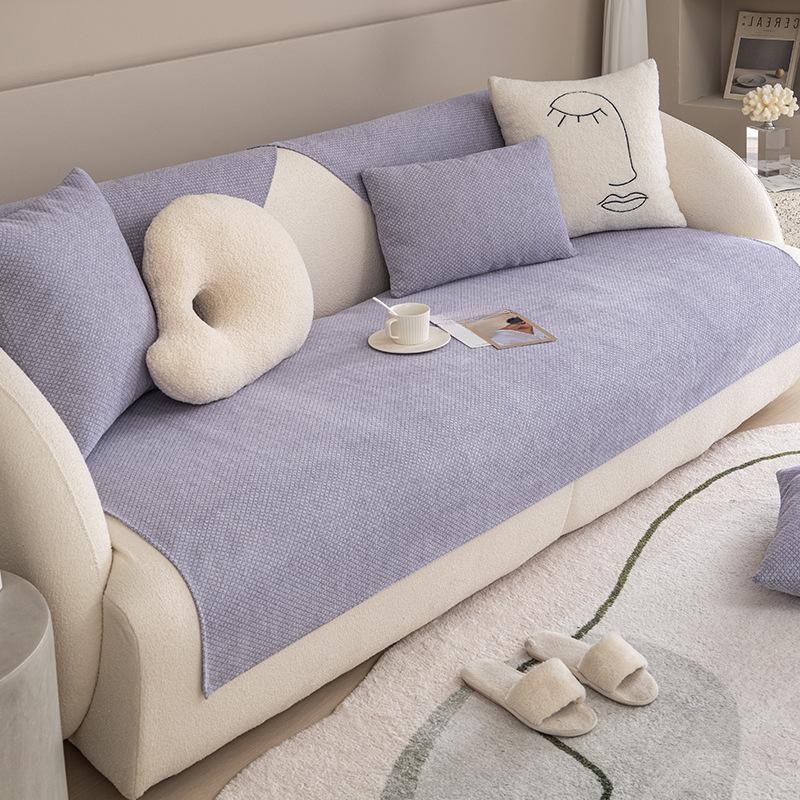 Housse de coussin de canapé en Chenille, universelle, quatre saisons, Simple, Style moderne, antidérapante, couleur unie, housse de dossier en tissu