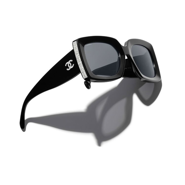 Chanel Rectangular Gradient Square Sunglasses Men Sunglasses Black Silver CH5435-C501/S4