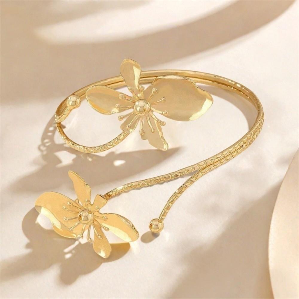 Enamel Glaze Flower Bracelet Floral Armband Elegant Open Arm Bangle  Girls