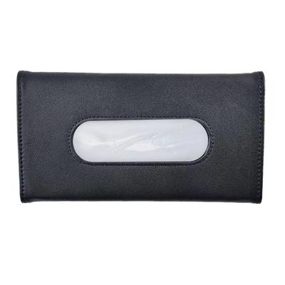 Mitas TN-SVTC-BK Porta-Lenços Quebra-Sol para Carros, Fino, Suporte para Carro, Compacto, Couro PU,