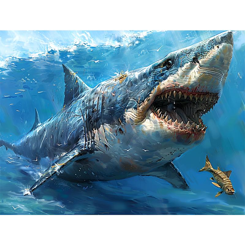 

5d DIY Алмазная картина, вышивка крестом, морской мир, акула, алмазная вышивка, мозаика, полный круглый дрель, домашний декор, искусство 30X40CM разноцветный