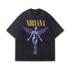 TKPA American Retro Nirvana Band Vintage Washed Short Sleeve T-shirt for Men
