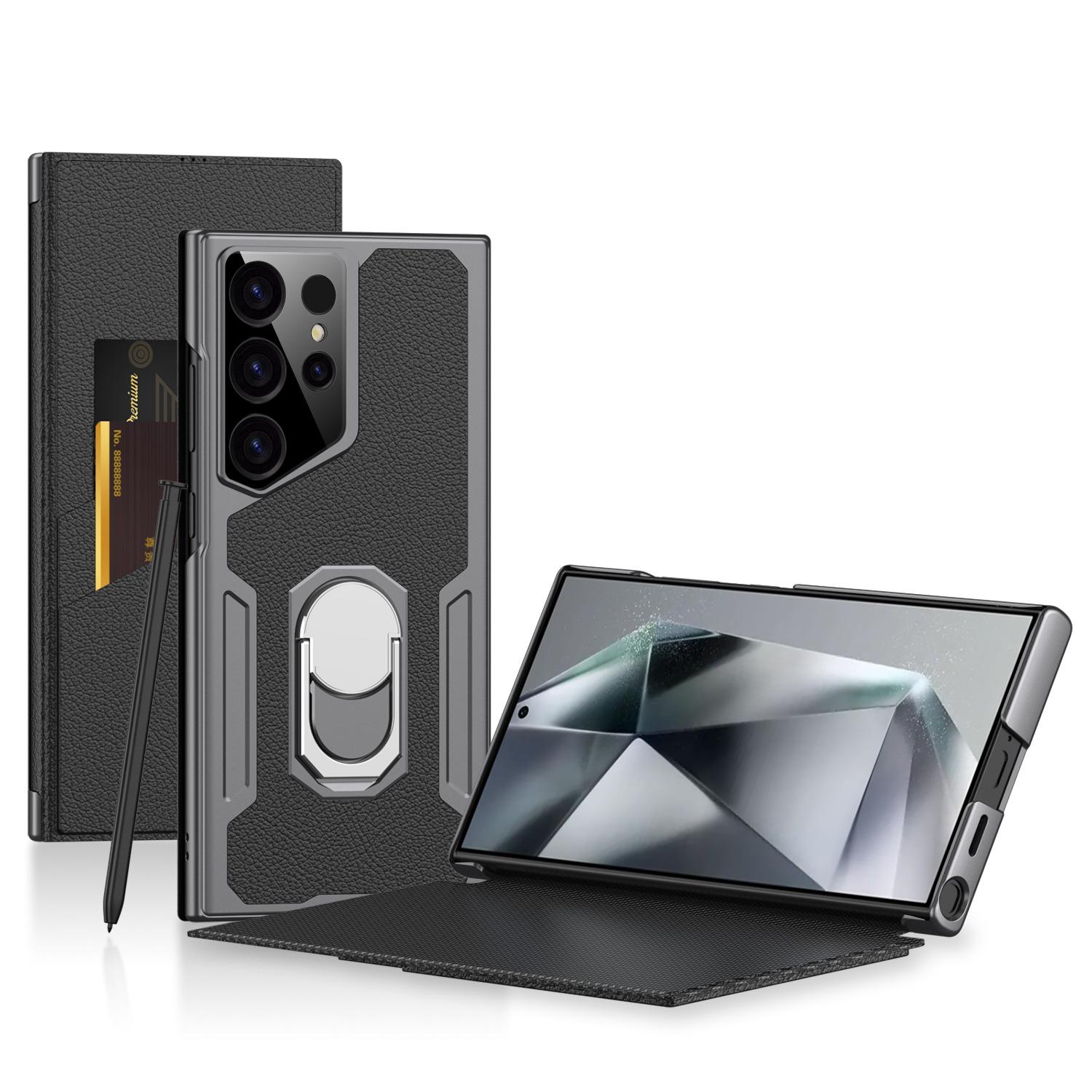 

Suitable for Samsung S24ultra Mobile Phone Case Flip Leather Case Rotating Magnetic Ring Bracket S23ultra Protective Case SAM S23ultra