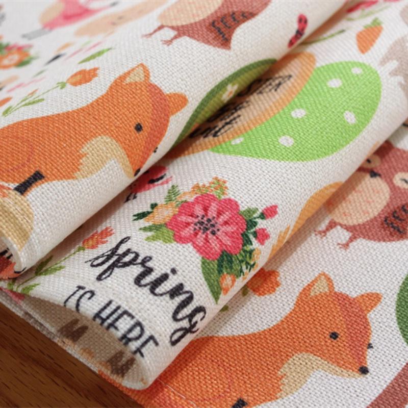 Moderní jednoduchý zahuštěný polyester bavlna Digitální tisk Velikonoční zvíře Spring Table Flag Bed Tail Flag ubrus