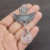 Natural Rose Quartz Gemstone 925 Sterling Silver Jewelry Designer Pendant 3.14" AJP-2072
