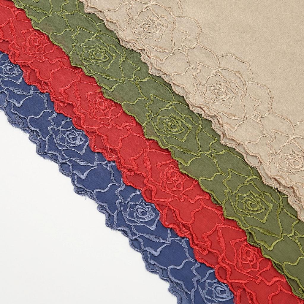 Malaysia Indonesian Embroidered Chiffon Headscarf Shawl Turban Head Wraps High-Quality Breathable Ladies' Scarf 75*180cm