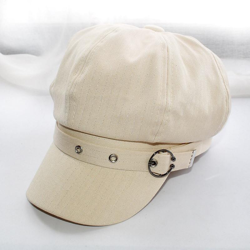 

Retro Octagon Hat For Women Summer Sun Protection Wide Brim Casual Fashion Polyester бежевий