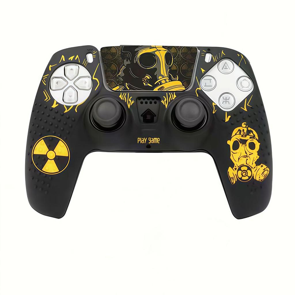 Anti-Rutsch Controller Skin für PS5 Controller Silikon Schutzhülle mit 2 Daumenstick-Aussparungen und Touchpad-Aufkleber für PS5 Controller