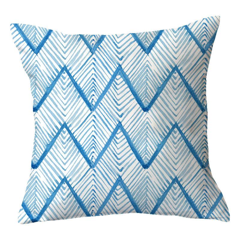 Simple New Blue Geometric Plush Pillowcase Home Fabric Sofa Pillow Cushion Cover Design