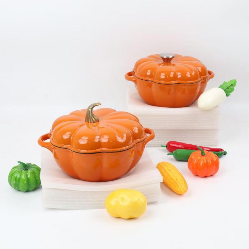 Pumpkin Shaped Cast Iron Enamel Pot