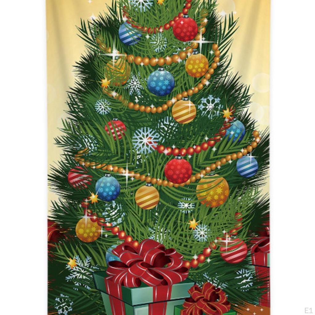 Christmas Door Cover Background Banner Bedroom for Front Indoor Outdoor Winter Photo Props Xmas