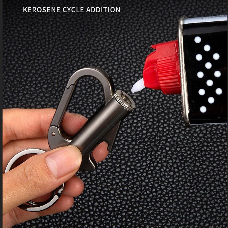 Briquet multifonctionnel à pétrole Porte-clés Décapsuleur Portable d'extérieur Allume-feu Accessoires pour fumer