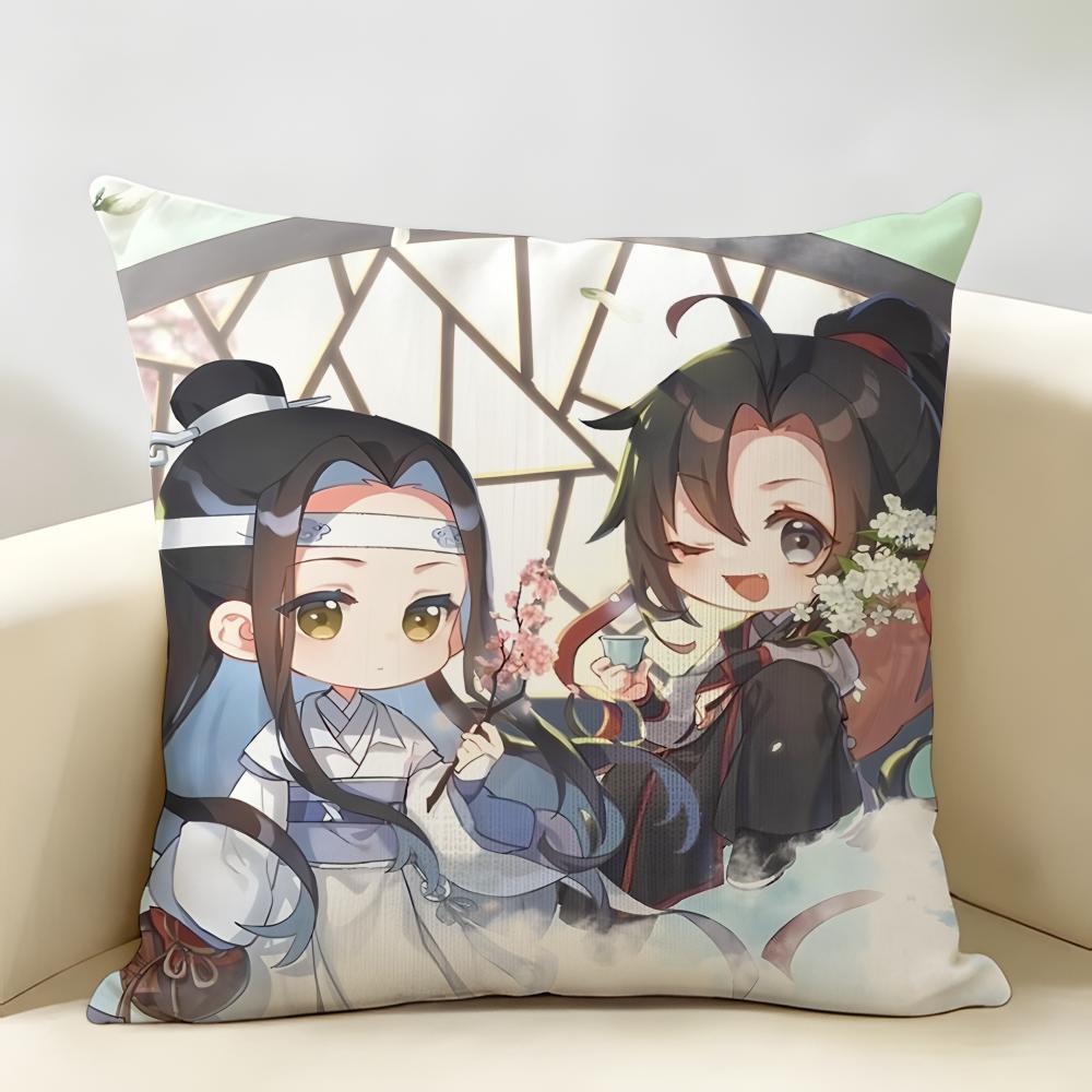 Cute MMo DDao ZZu SShi Cushion Cover Natural Linen Organic Fabric DoubleSided Printing Room Sofa Decor Pillow Case