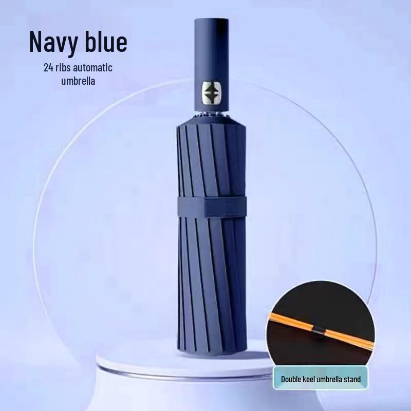 Large Automatic Windproof Umbrella: Dual Use for Sun and Rain, Black Glue Sunshade