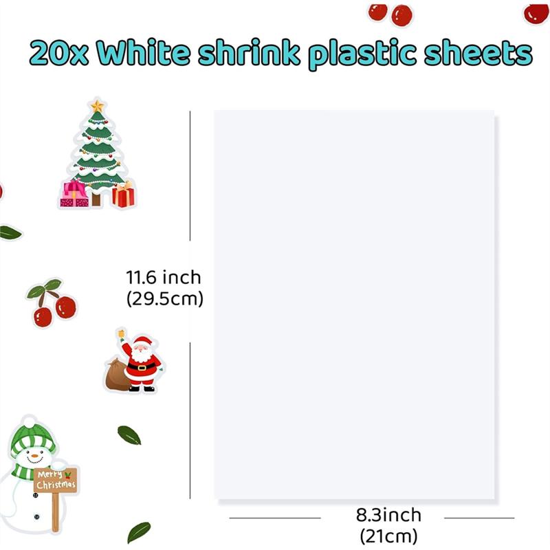 For Art For DIY Kids' Crafts-20-Pack White Shrinky-Dink Sheets-8.3" X 11.6" Printable Shrink Plastic