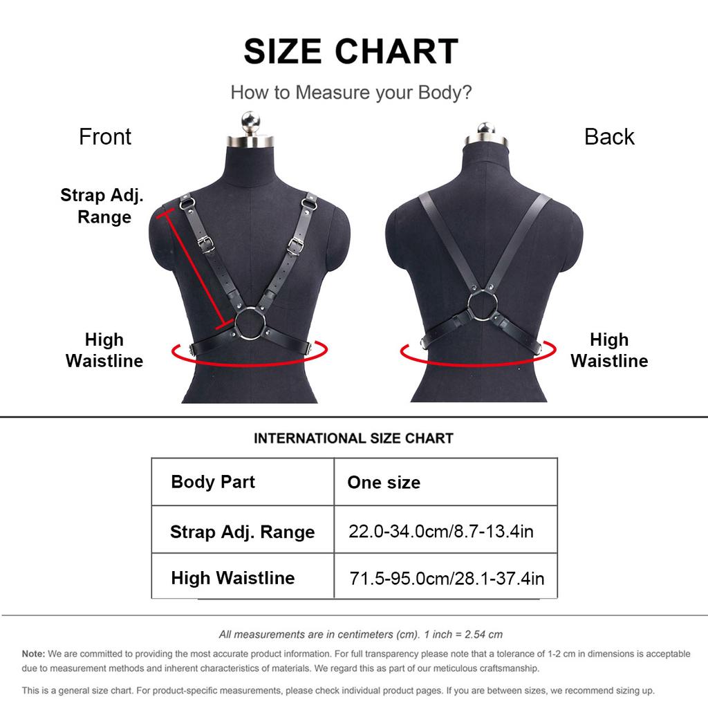 Women's Black Leather Body Harness Top, Adjustable Straps, O-Ring Detail, Gothic Punk Style, Party Clubwear