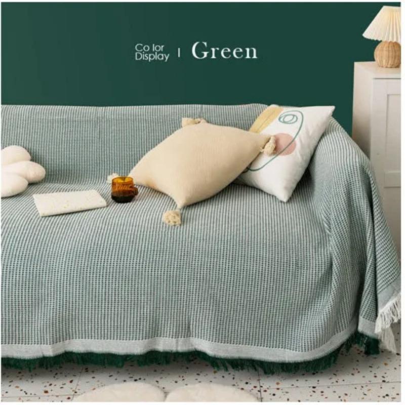 Solid Color Cotton Thread Blanket Simple Cushion Ins Wind Sofa Cover Double-Sided Available Four Seasons Fashion Lunch Blanket