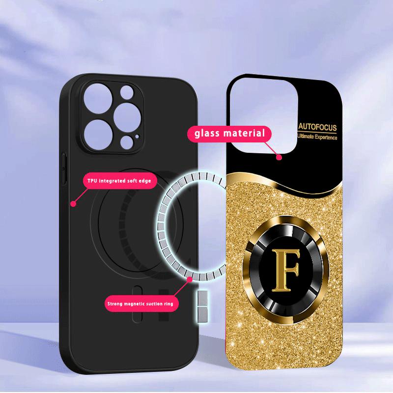 Circular golden letters For Samsung S26 S20Ultra S21 Pro S22 Plus S23 FE S24 Ultra S25 Edge For Magsafe Glass Phone Case
