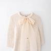 2024 Women's Winter Transparent Yarn Knit Top with Bow Brooch - European & American Style Fashion
