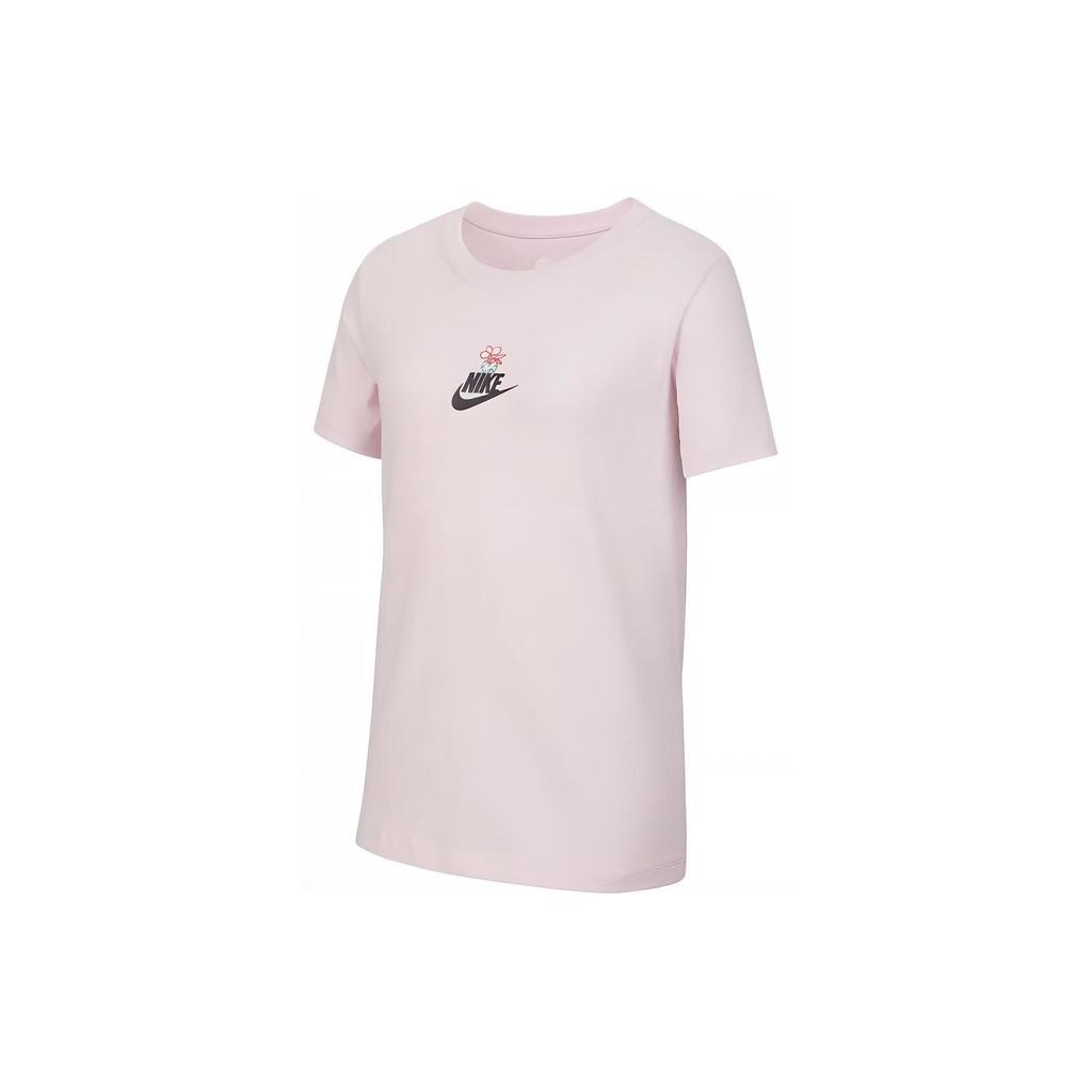 Nike Camiseta Cuello Redondo Letra Cómoda Transpirable Manga Corta Tops para Niños Rosa Espuma HF9788663
