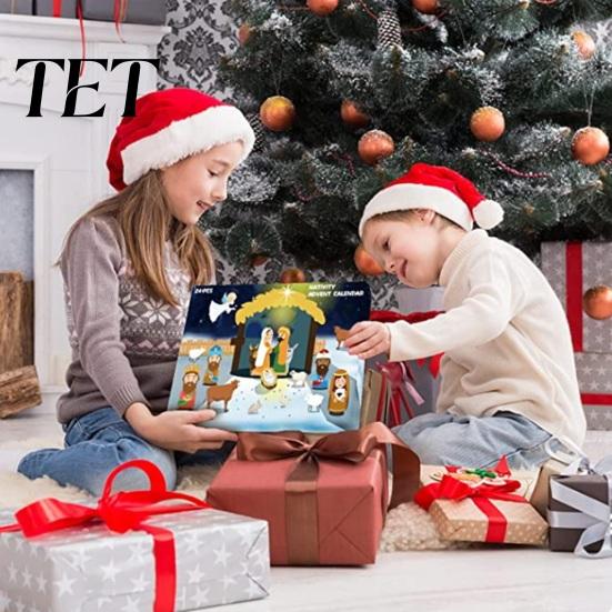 Christmas Countdown Box Nativity Advent Calendar 2026, for Kids, 24 Day Birthday Gifts Boys Girls Religious Scene Figurines Girls, Collectible Holiday
