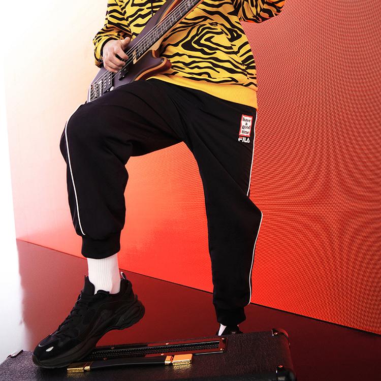 New FILA X Have A Good Time Knitted Sweatpants Men's Jet Black F11M219807F-BK