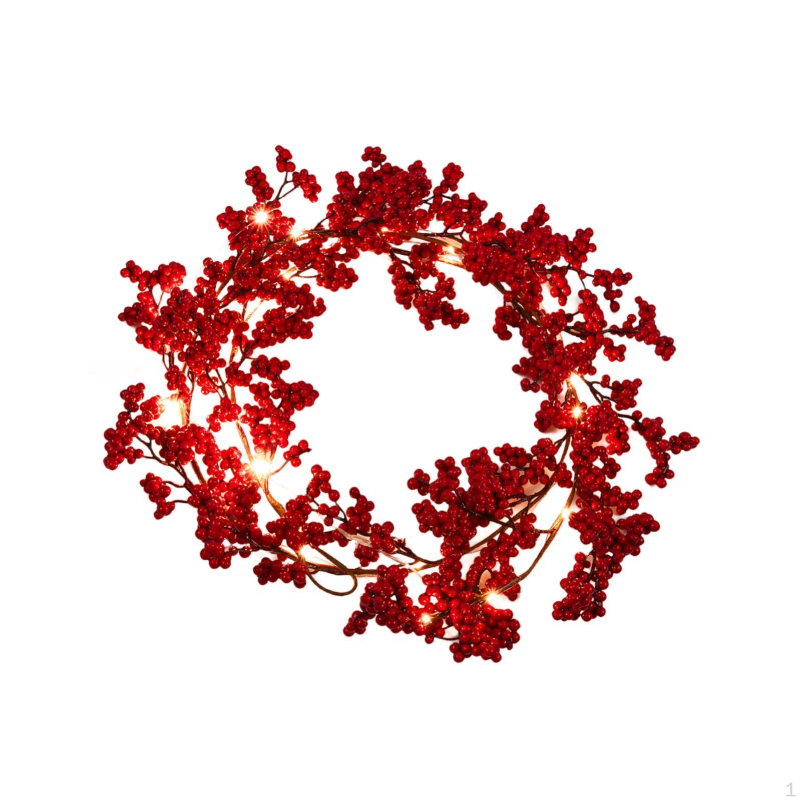 

Рождественский венок из красных ягод, искусственная гирлянда для входной двери для праздника WIth Light