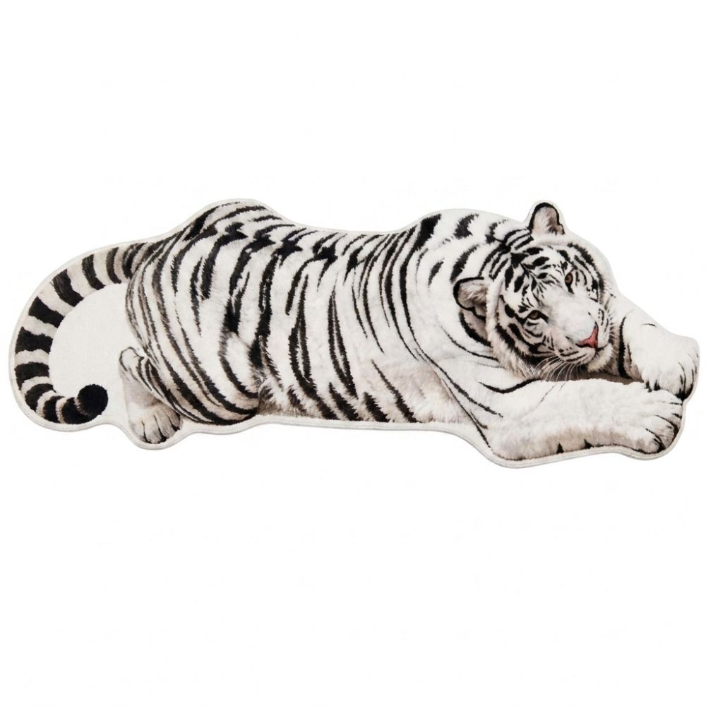 2D Flat Tiger Bedroom Carpet Non-slip Doormat Unique Bedside Rug  Home Decor