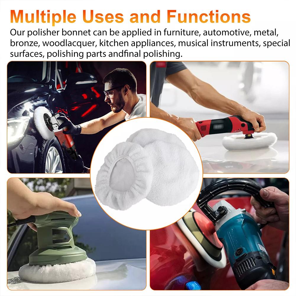 6pcs Polishing Bonnet Buffer Pads Set Soft Wool For 5-6" Car Polisher Waxing Soft Washable Reusable Car Polisher Waxing Tool Set