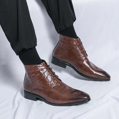 Fashion Classic Retro Mens Business Leather Boots Fashion Chelsea Boots Ankle Boots Short Dress Boots Crocodile Pattern Plus Size 38-48