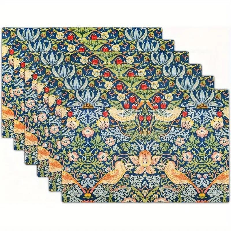 Плейсматы в деревенском стиле, 12x18 дюймов, термостойкие, моющиеся, декоративные, для домашнего обеденного стола и свадебных банкетов 4Pcs
