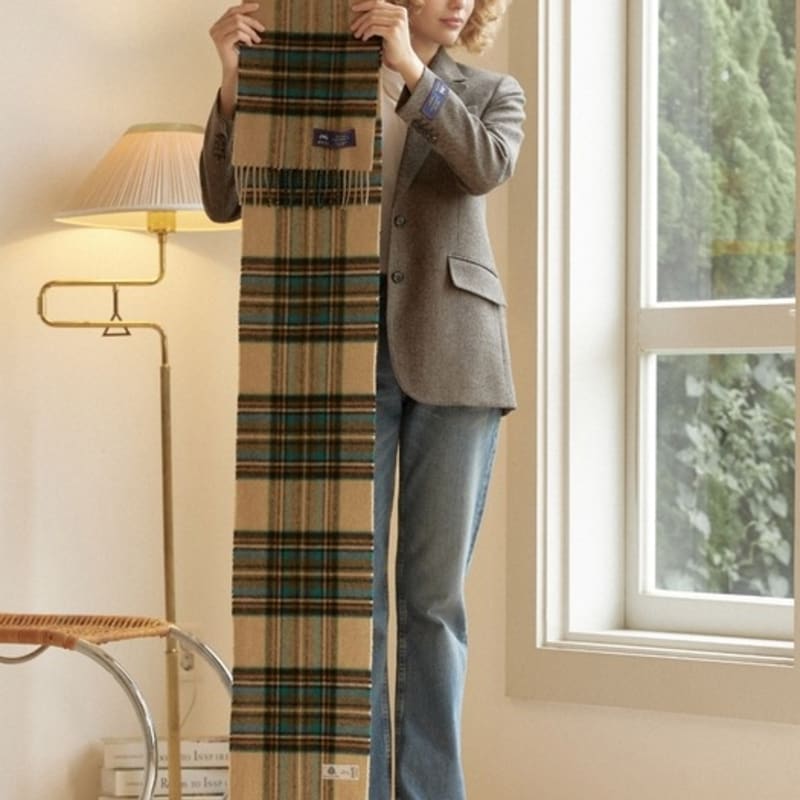 ABRAHAM MOON Merino Wool Muffler 25cm - Gresington Moss