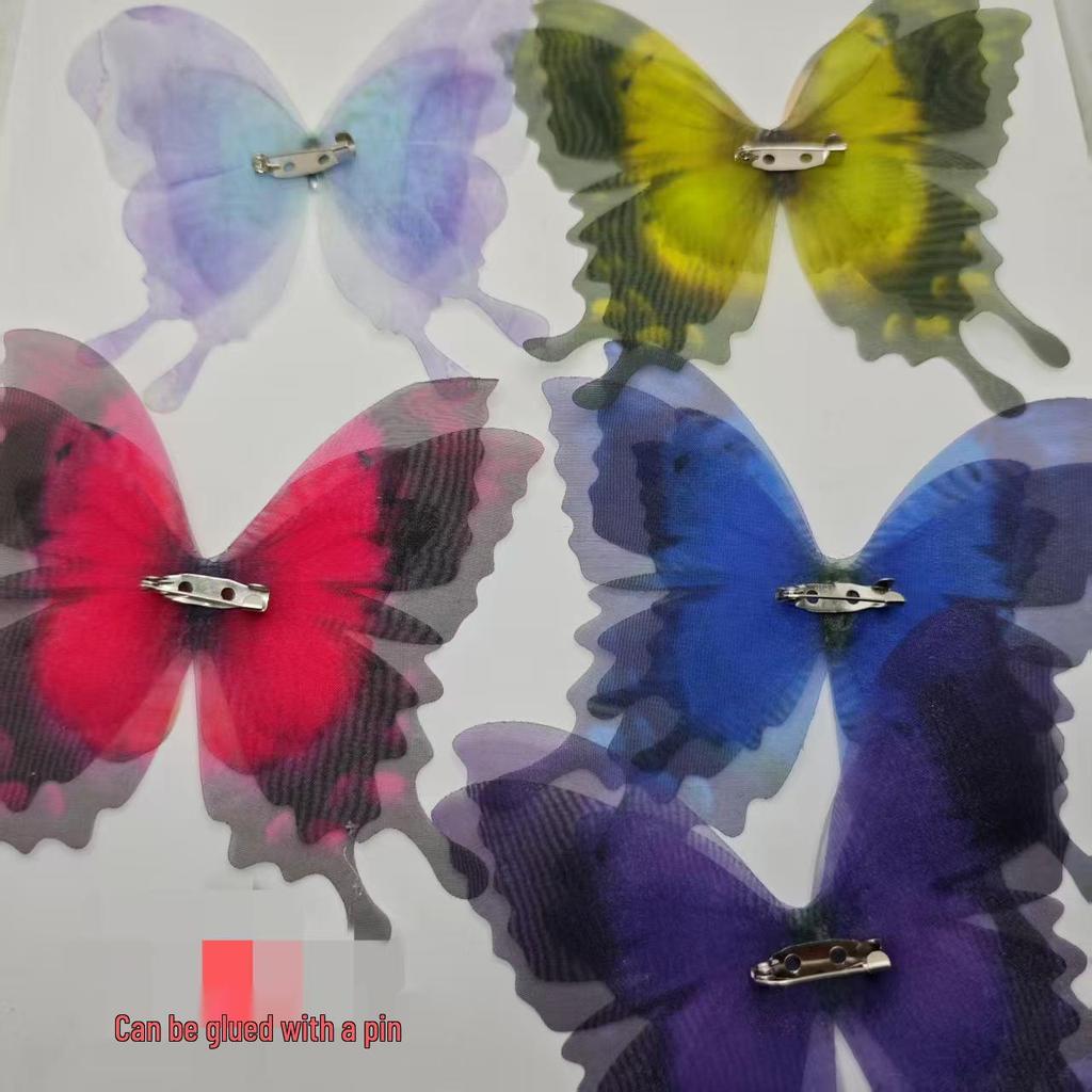 10CM 4-Layer Tulle Butterfly Hair Clip for Hats, Shoes & Clothing Accessories