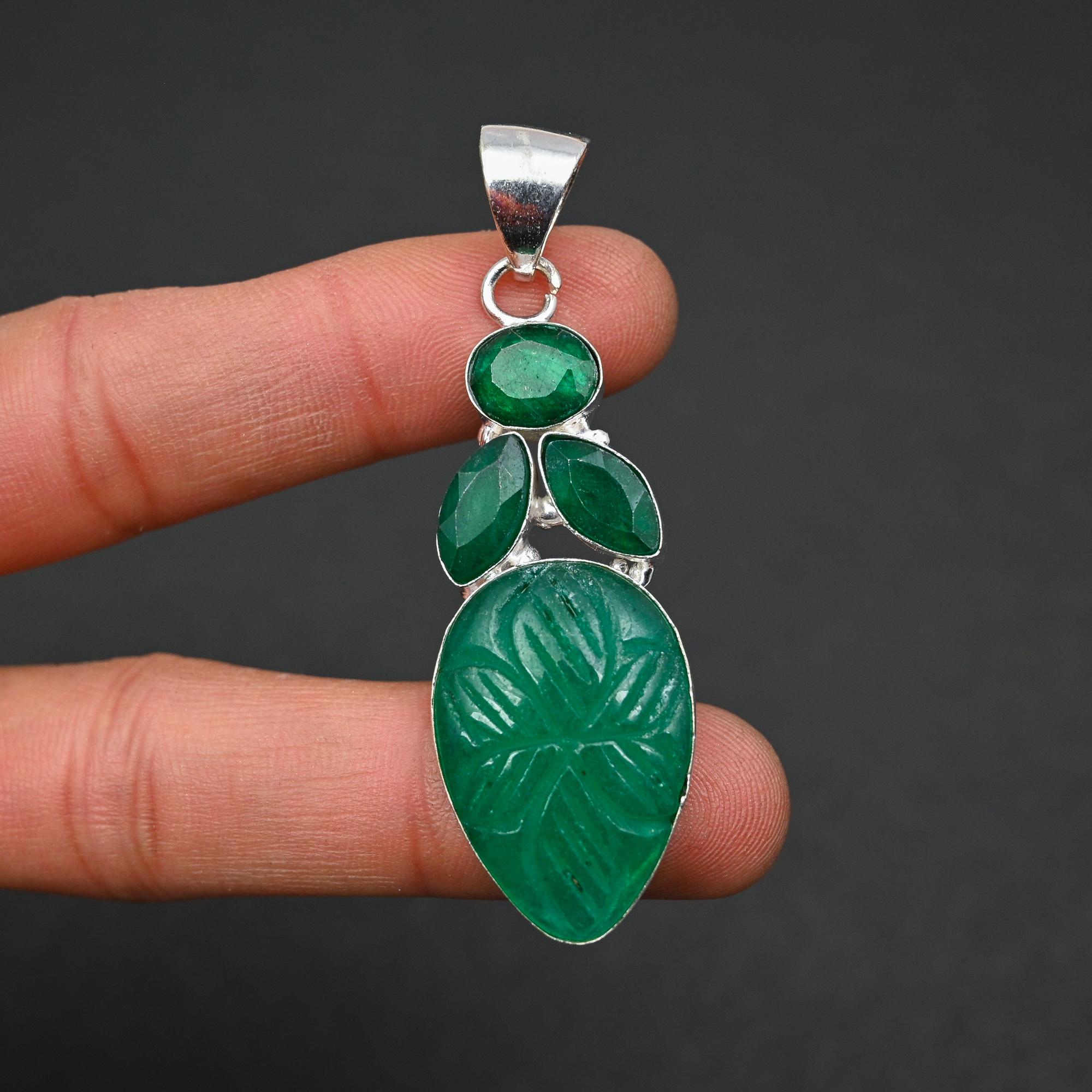 

Подарочный кулон из стерлингового серебра 925 пробы с бразильским изумрудом LK-39