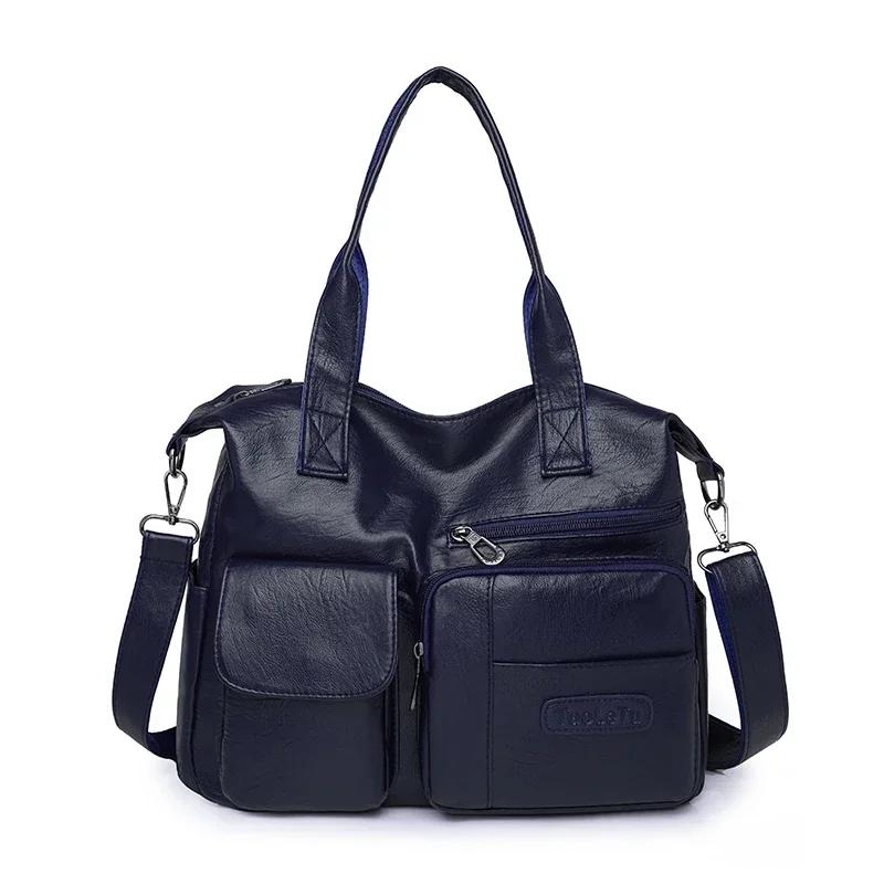 Damen-monochromatische PU-Reißverschlusstaschen elegante Crossbody-Taschen hohe Kapazität lässige Umhängetaschen Nahtlinie neue Marke Mode