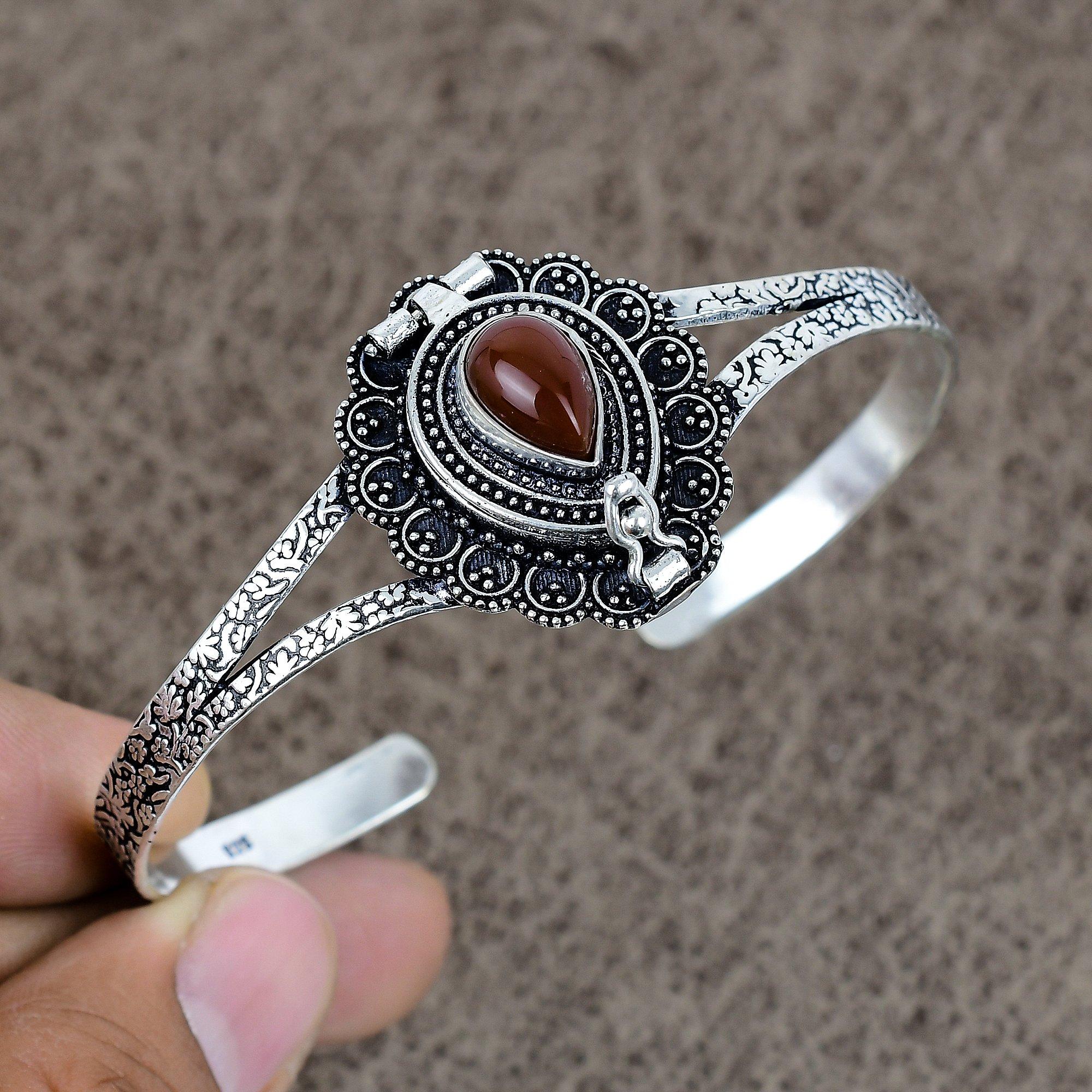

Carnelian Gemstone Handmade 925 Sterling Silver Cuff Bangle Adjustable KKG-209