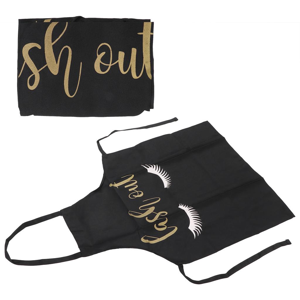 Eyelash Artist Apron Soft Breathable Washable Eyelash Pattern Apron for Kitchen Beauty SalonBlack
