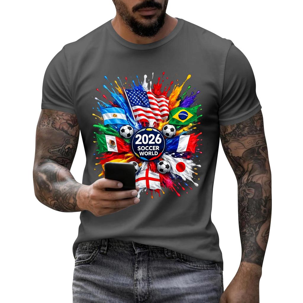 Men's Soccer Graphic T-Shirt Casual Short Sleeve Tee for Everyday Wear