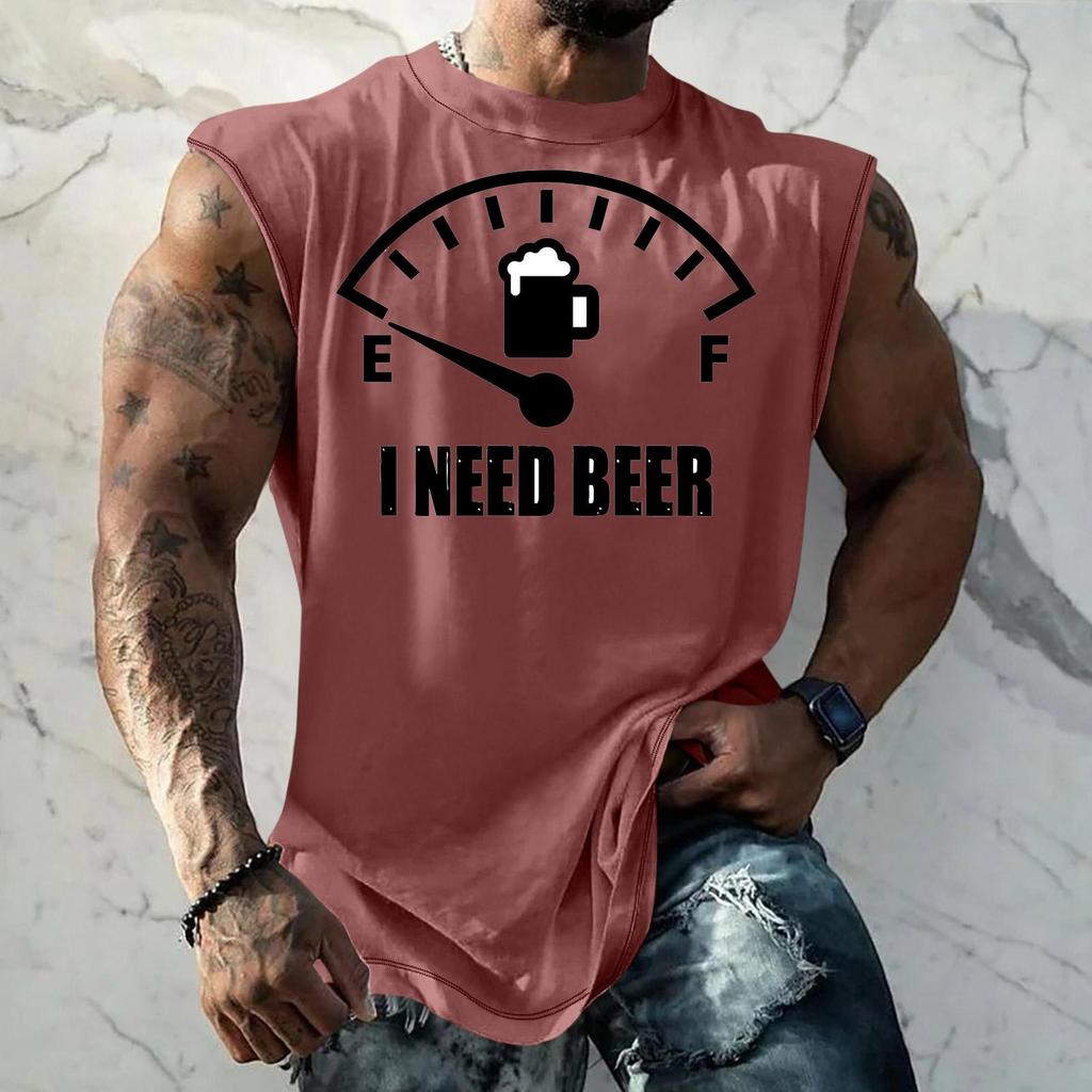 Men's Loose Fit Sleeveless Tank Top Casual Streetwear Printed Muscle Shirt Summer Outdoor Sportswear