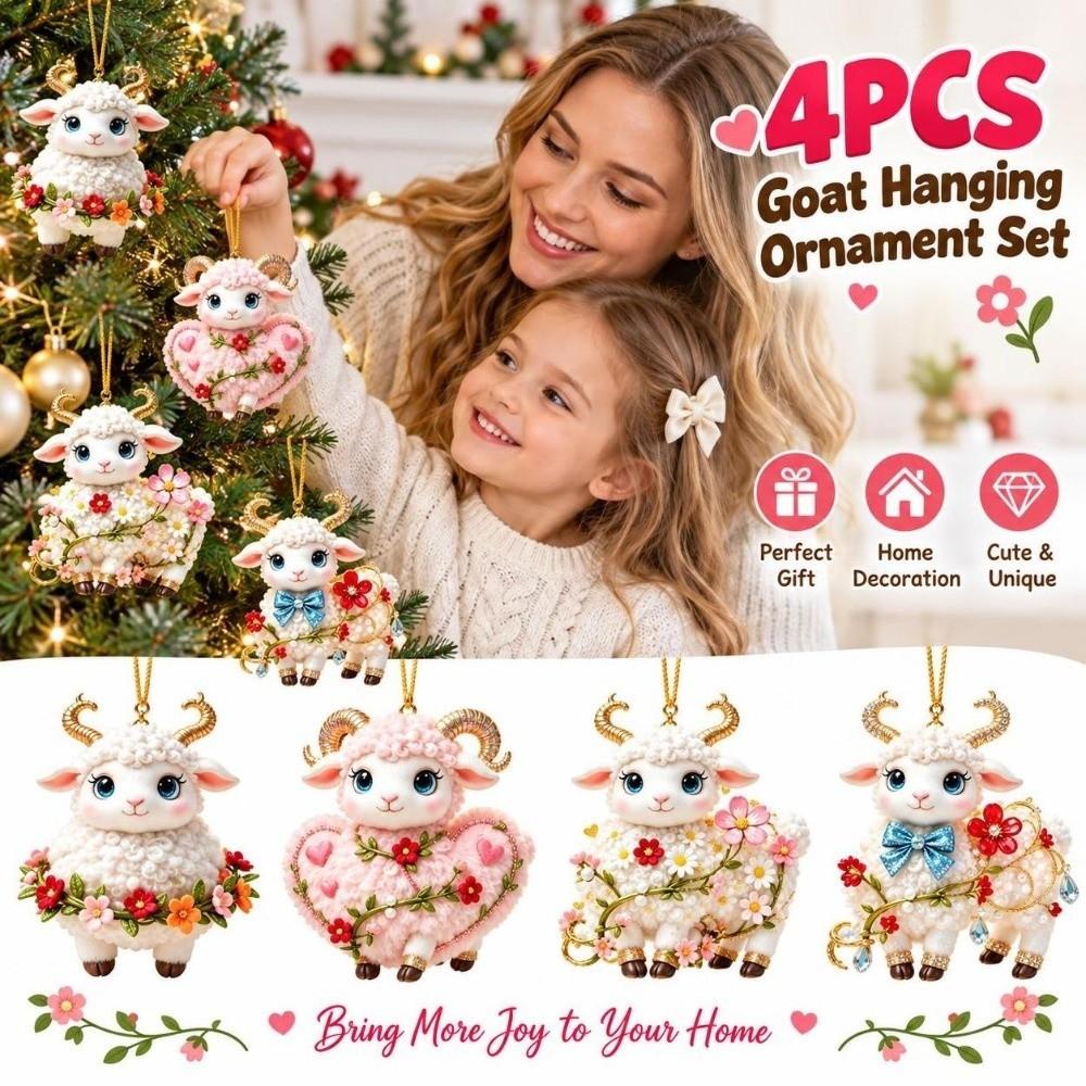 2D Flat Goat Pendant Shining Animal Hanging Decoration Zodiac Goat Souvenir  Holiday Party Decor