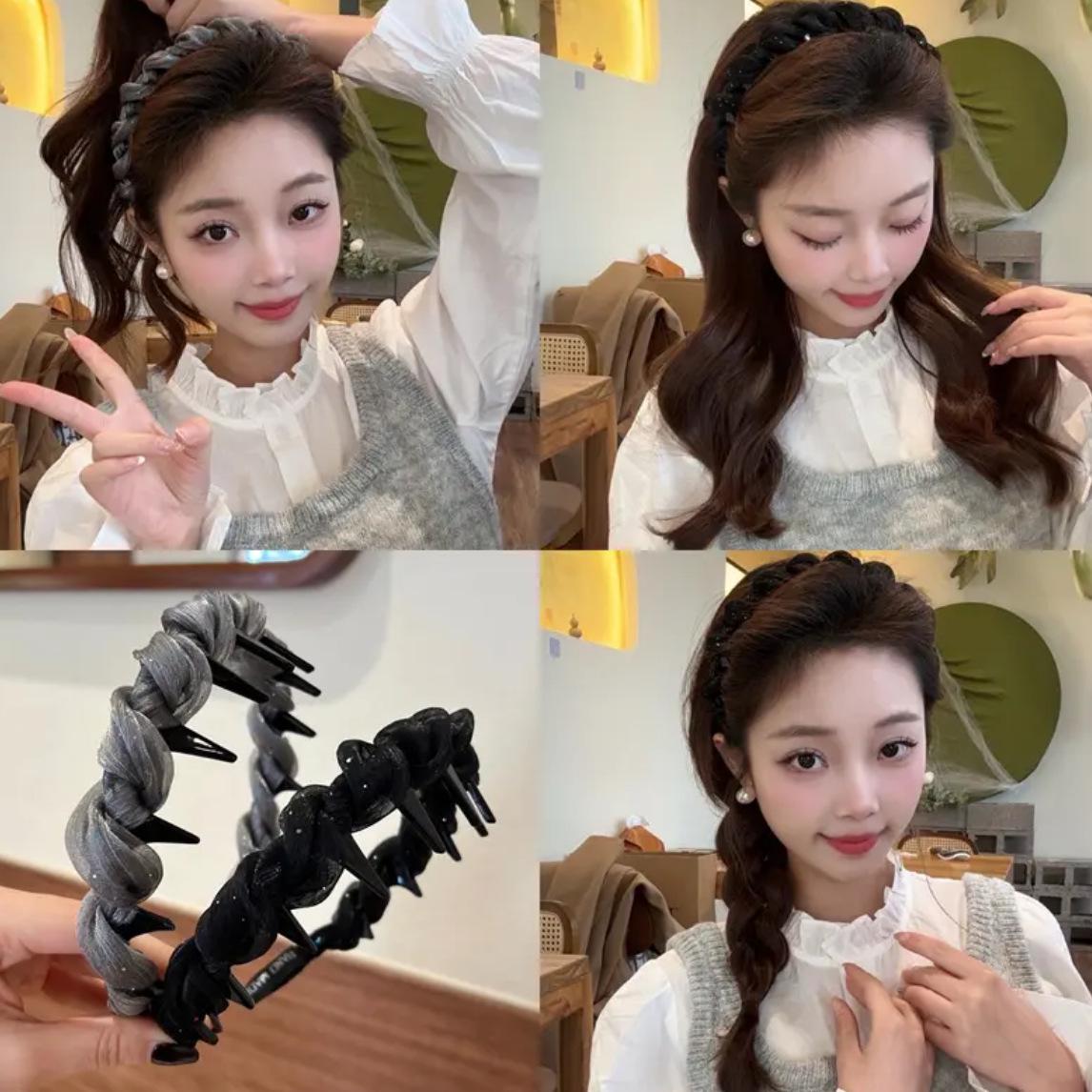 

Luxurious Wavy Fabric Headband for Women - Non-Slip, High Crown Hair Accessory for Face Washing серый